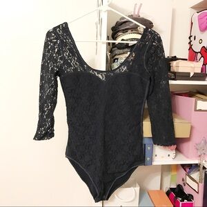 A&F Navy Lace 3/4 Sleeve Body Suit